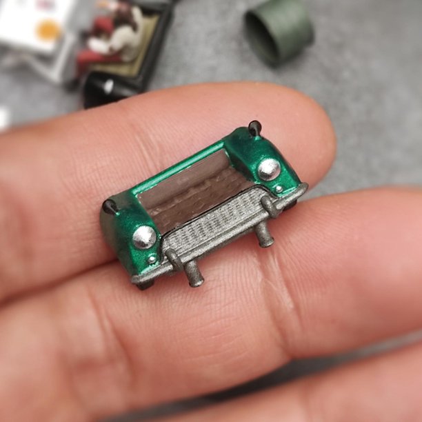 1:64 sofá mini modelo DIY Diorama sofá habitación modelo regalos para niñas mujeres Verde Hugo Muñeca de Figuras Decorativas