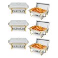 thumbnail image 1 of Chafing Dishes for Buffet Set,6-Piece Stainless Steel Rectangular Chafing Dish Set with Gold Trim,8QT Foldable Buffet Servers and Warmers with Lids for Buffets, Catering, Weddings & Home Parties, 1 of 8