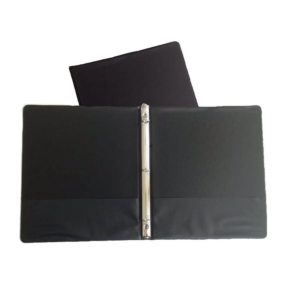 Black Vinyl Standard 3-Ring Binders, 1/2-Inch, for 8.5" x 11" Sheets, with Inside Pockets, 2-Pack
