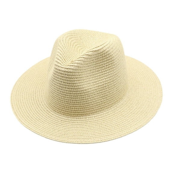 Laonim Large Brim Straw Hat Foldable Summer Men and Women Straw Jazz Hat Top Hat Beach Sun Hat