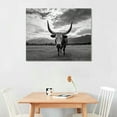thumbnail image 2 of Nawypu  Black and White Animal Canvas Wall Art Highland Cattle with Long Horns Picture Texas Longhorn in Sunset Farm Painting for Home Decor Modern Living Room Decorations, 2 of 4