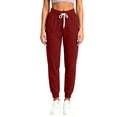 thumbnail image 4 of Mifsaly Jogger Pants for Women Drawstring Elastic Waist Tapered Joggers Breathable Slim Fit Running Exercise Outdoor Athletic Bottoms with Pockets Wine,L, 4 of 9