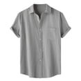 thumbnail image 1 of WEAIXIMIUNG Custom T Shirts for Men Male Solid Color Jacquard Striped Shirt Pure Short Sleeve Lapel Button Down Shirt, 1 of 9