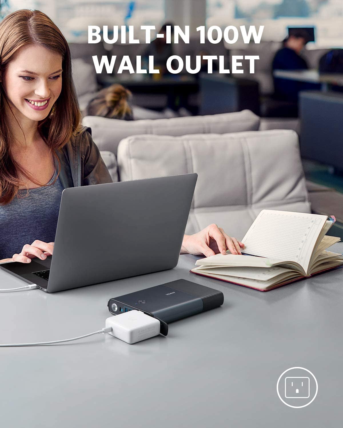 Anker Powerhouse 90, 87.6Wh Portable Charger with 100W AC Outlet/45W USB-C Power Delivery Port, Portable Power Bank for iPhone, Samsung Galaxy, iPad, MacBook, and More
