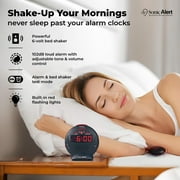 Sonic Alert Grey/Red Sonic Bomb Junior Alarm Clock with Bed Shaker - Vibrating Alarm Clock for Heavy Sleepers
