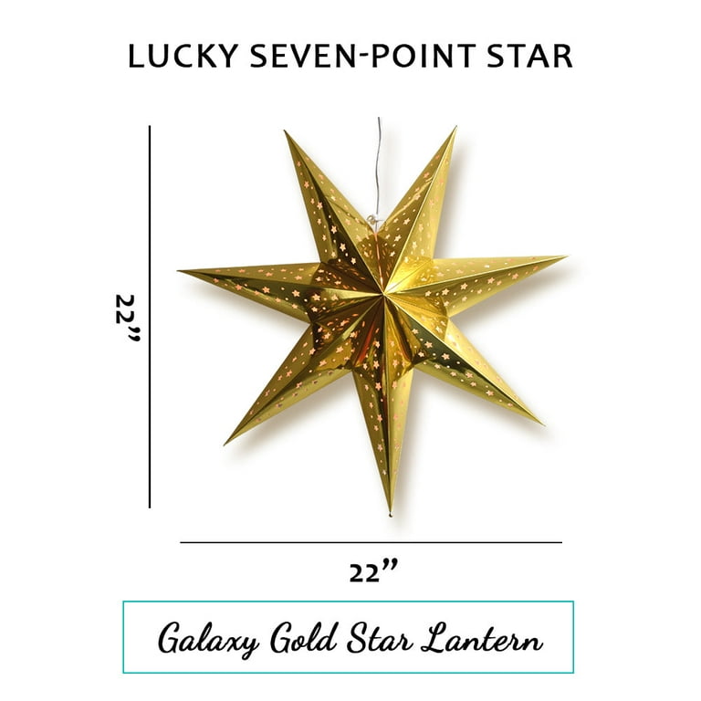 LUMABASE Paper Lantern Gold 7 Point Star (3- Pack) 87103 - The