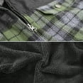 thumbnail image 2 of Men's Heavyweight Flannel Zip Up Fleece Lined Plaid Sherpa Jacket (KDC Olive (No Hood), 2XL), 2 of 3