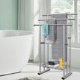 thumbnail image 3 of 40" H Free Standing Towel Rack, 3 Tier Alloy Steel Stand with Basket, Blanket Drying and Display Rack for Oversized Bath Towels Bathroom Accessories, Next to Tub or Shower, 3 of 14