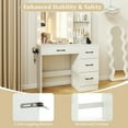 thumbnail image 5 of Kadyn Vanity Desk with Lighted Mirror, Makeup Vanity Table with 3-Color Lights and Power Outlets, Modern Dressing Table,White, 5 of 12