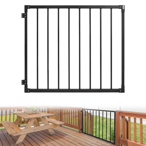 Gaderth Deck Gate Kit, Heavy Duty Steel with Self-Closing Hinges & Latch,Coat Finish Outdoor Gate Kit, Complete Anti-Rust Fence Gate for Railings, Patios, Decks, Yards