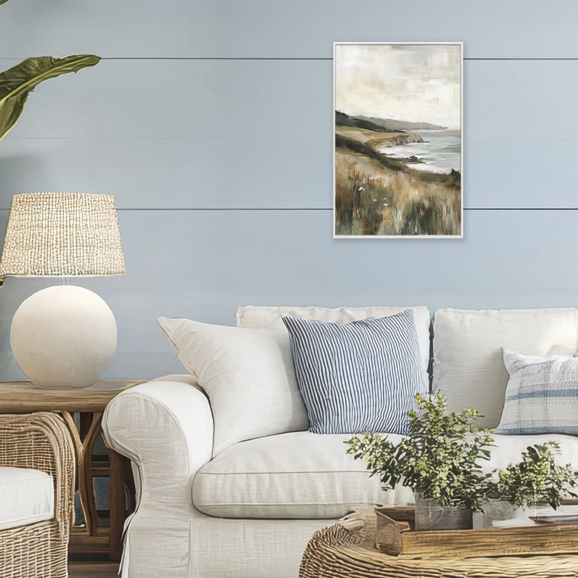 Stupell Industries Northern Coast Cliffside White Framed Giclee Art, design by Petal Prints Design