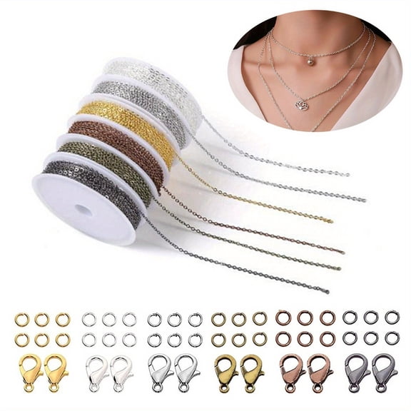 246-Piece Jewelry Making Kit - 6 Colors of Chain (60ft), 60 Lobster Clasps & 180 Jump Rings