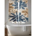 thumbnail image 6 of Navy Blue Brown Semi Sheer Curtains 72 Inch Length 2 Panels Set, Tropical Botanical Palm Leaves Vintage Sheer Kitchen Curtain Privacy Voile Window Curtain for Living Room Bedroom Rod Pocket Drapes, 6 of 7