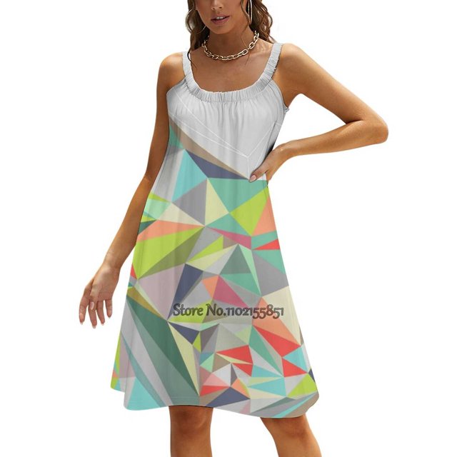 Graphic 199 Back Lacing Backless Dress Square Neck Dress Fashion Design Large Size Loose Dress Abstract Graphic Pattern