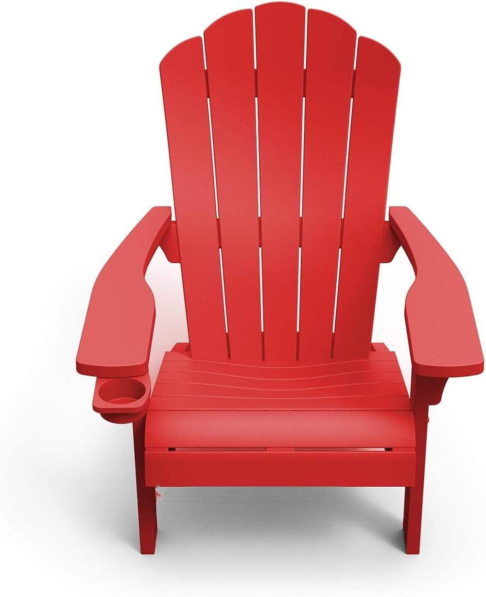 Outdoor Patio Garden Deck Furniture Resin Adirondack Chair with Built