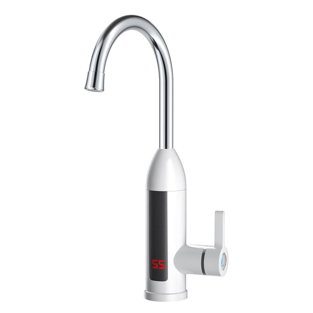 Calentador de agua eléctrico 3000W 220V / 110V Mezclador de frío caliente IPX4 Impermeable Faucet LED Pantalla digital Digital Cuenca Tap 30-60 ℃ cubierta blanco US Monstrate HA012271-04B