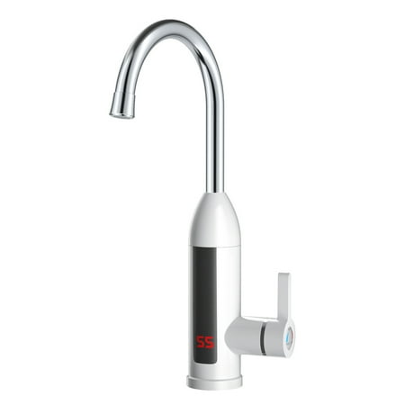 

Water Heater Electric 3000W 220V/110V Hot Cold Mixer IPX4 Waterproof Faucet LED Digital Display Kitchen Basin Tap 30-60℃ Deck Whi
