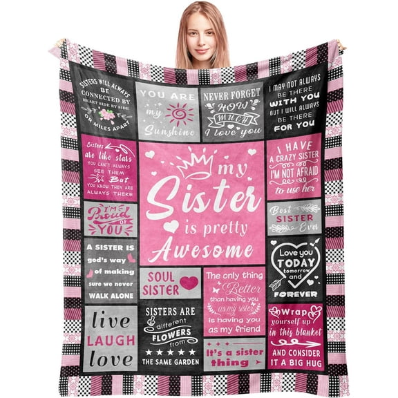 Sister Gifts Blanket - Sister Gifts from Sister/Brother - Sister Christmas Birthday Gift - Gifts for Sister Adult - to My Sister - Sister Gift Ideas - 60"x50"