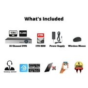 Evertech 16 Channel H.265 Security DVR with 1TB Recording Storage TVI AHD CVI Analog CCTV Surveillance Recorder