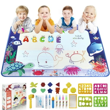 Agoplee Water Doodle Mat - Kids Painting Writing Color Doodle Drawing Mat Toy Bring Magic Pens Educational Toys for Age 2 3 4 5 6 7 Year Old Girls Boys Age Toddler Gift