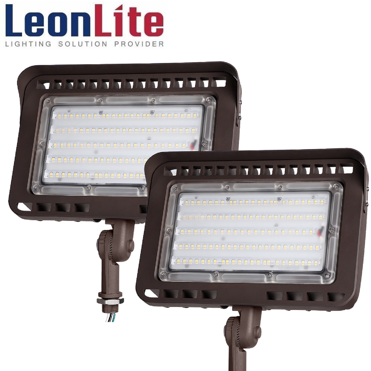 Leonlite 100W LED Outdoor Flood Light with Knuckle, 1000W Eqv, 11,000lm  Ultra Bright, ETL Listed CRI90+ Wall Washer Security Light, IP65  Waterproof, 3000K Warm White, for Yard, Parking Lot, Pack of
