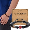 thumbnail image 2 of Basketball Baseball Bracelet Natural Beaded Rugby Bracelet Sports Bracelet With Card, 2 of 6
