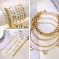 thumbnail image 3 of 6 PACK (24 PCS) Boho Gold Chain Bracelets Set for Women, 14K Gold Plated Multiple Layered Stackable Open Cuff Wrap Bangle Adjustable, 3 of 8
