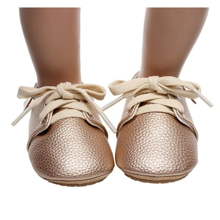 

Quealent Baby Boys Girls Shoes Soft Sole Oxford Crib Shoes Anti-Slip Toddler Wedding Uniform Dress Shoes Gold 18 Months