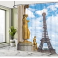 thumbnail image 4 of Ambesonne Paris Shower Curtain, Antique Sculptures Eiffel, 69"Wx70"L, Blue and Yellow, 4 of 4