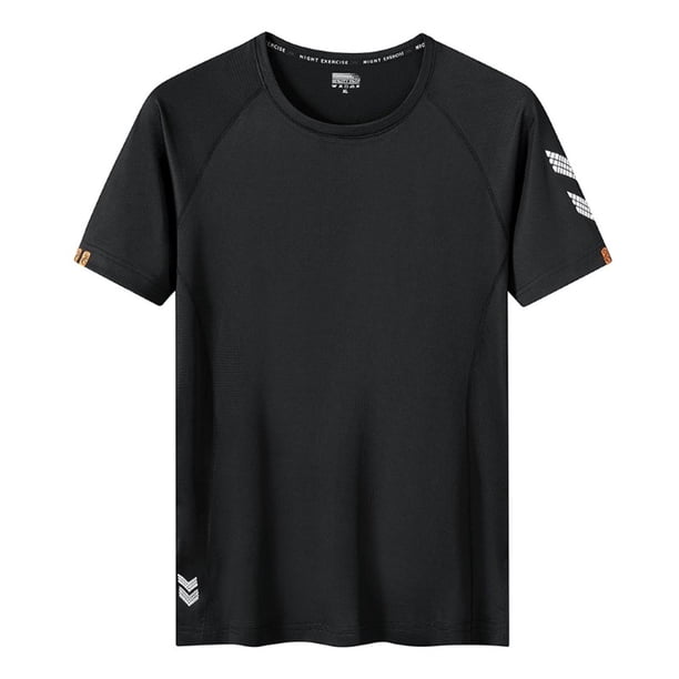 pstuiky Mangas cortas para hombre, Camiseta de manga corta transpirable para hombre, color liso, para deportes al aire libre y correr. camisas casuales para hombre l