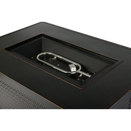 Fire Sense - Weyland Rectangular Aluminum LPG Fire Pit - Antique Bronze