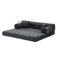 thumbnail image 5 of Leumius 79" Convertible Futon Sofa Bed, Boneless Couch for Living Room, Corduroy Folding Mattress Couch with Fixed-Shape Frame, Floor Sofa Lounge Couch with 2 Pillows, No Assembly,Speckled Black, 5 of 8