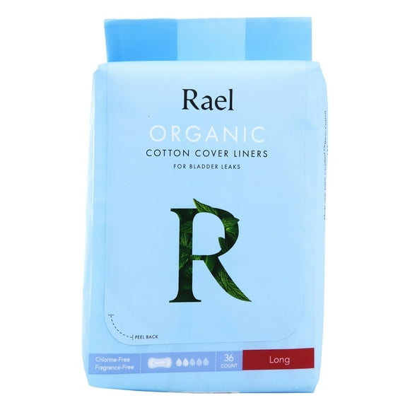 Rael - Organic Cotton Cover Panty Liners for Bladder Leaks -  Long - 36 Liner(s)