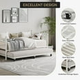thumbnail image 4 of Heavy Duty Metal Twin Daybed with Pull Out Trundle, Modern Bed Frame with Headboard, Sturdy Steel Slats, No Box Spring Needed, White Sofa Bed for Living Room, Bedroom, Guest Room, 4 of 7
