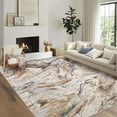 thumbnail image 2 of Area Rug 8x10 Machine Washable Living Room Rug, Non-Slip Faux Wool Soft Floor Carpet, Low Pile Modern Abstract Rug, Foldable Nursery Rug for Bedroom, Dining Room, Office, Brown, 2 of 21
