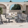 thumbnail image 3 of MRUAKA Aluminum Patio Furniture Set, 7 Pcs Modern Outdoor Sofa Sets, Outdoor Sectional Patio Conversation Set with Coffee Table for Backyard, Poolside, Beige, 3 of 11