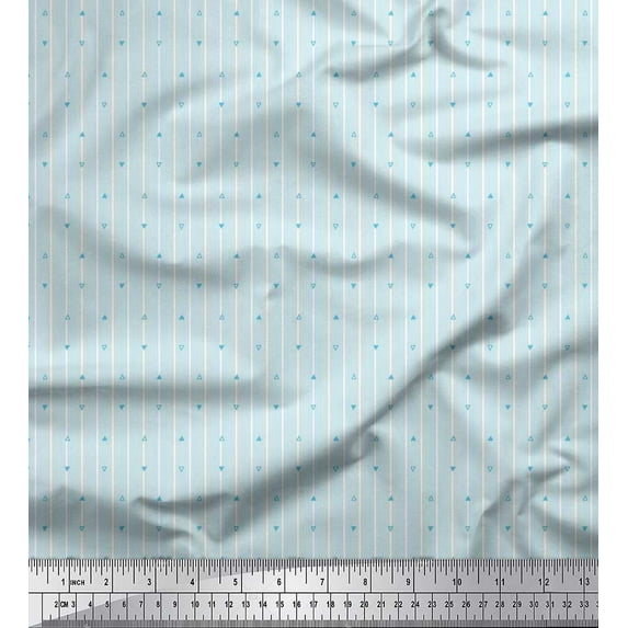 Soimoi Cotton Duck Fabric Stripe & Triangle Shirting Print Fabric by The Yard 42 Inch Wide