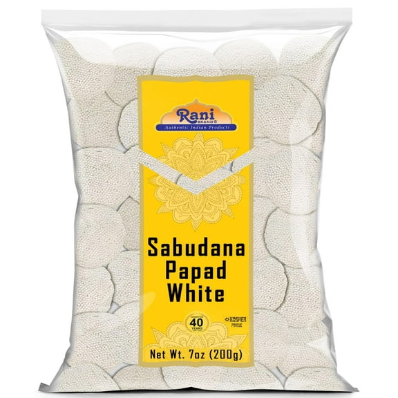 Rani Sabudana (Sago) Papad White 7oz (200g) ~ All Natural, No Preservatives | Vegan | Gluten Friendly | NON-GMO | Indian Origin