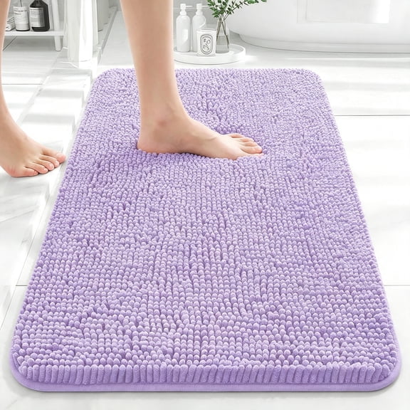 RLESO Bathroom Rugs 30X20,Extra Soft Absorbent Chenille Bath Rugs,Rubber Backing Quick Dry,Machine Washable Bath Mats for Bathroom Floor,Tub and Shower,Home Decor Accessories,Lavender