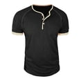 thumbnail image 5 of Men’s Short Sleeve Round Neck T-Shirt Front Placket Contrast Color Cuffs Summer Top, 5 of 7