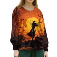 thumbnail image 4 of IYYVV Women's Halloween Scrub Jacket Witch Print Long Sleeve Nursing Tops Cute Plus Size Medical Uniforms with 2 Pockets Orange S, 4 of 5