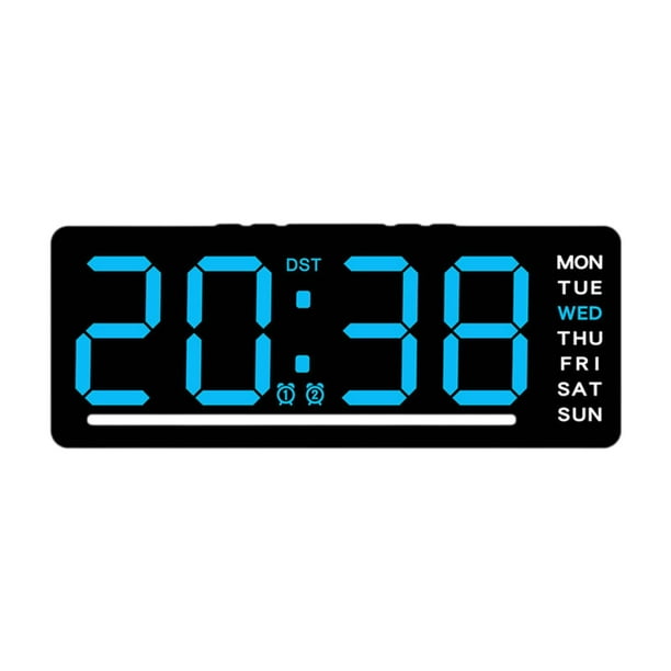 Reloj digital de pared con 2 alarmas, regalo de decoración para el hogar, reloj LED, reloj de escritorio para Número azul