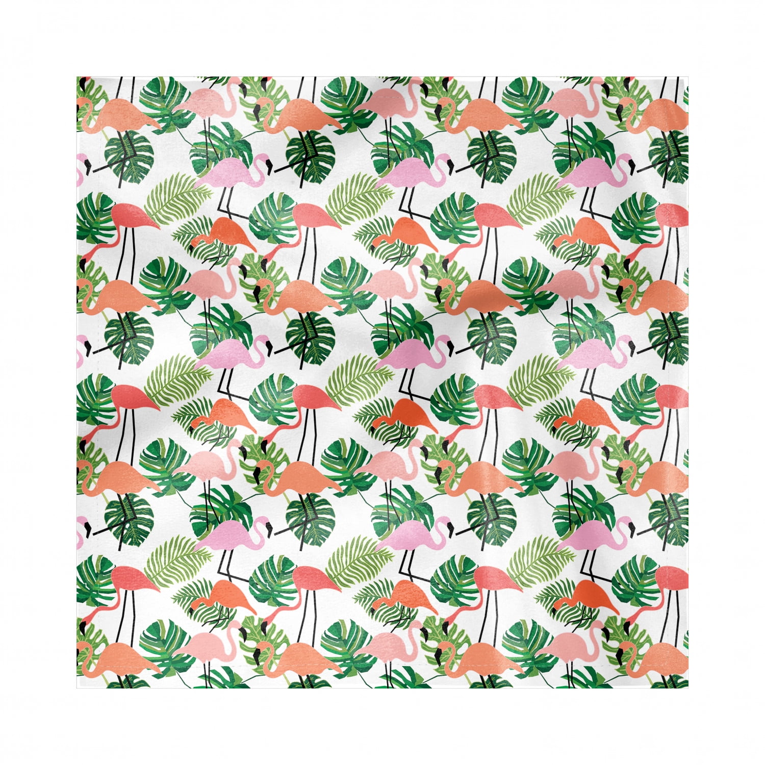 Tropical Napkins Set of 4, Hipster Theme with Flamingo Birds Monstera