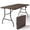 Brown, variant on WASUHE 5 Foot Rectangle folding table, Fold-in-Half Portable Plastic Picnic Foldable Table with Carry Handle, Indoor Outdoor Use for Camping, Parties, BBQs, Events, Black