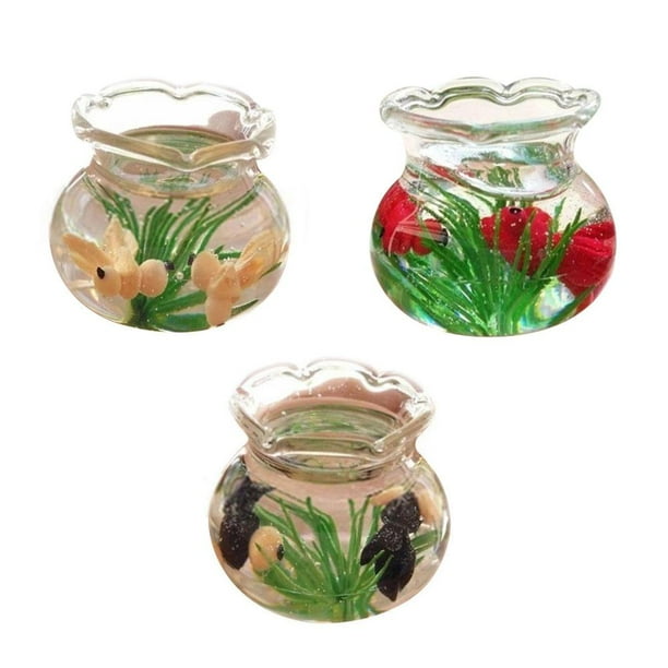 Miniature Goldfish Fish Tank Doll House Living Room Decor Scene Accessory Miniature Furniture Home Decorative ornaments heqiyong LED