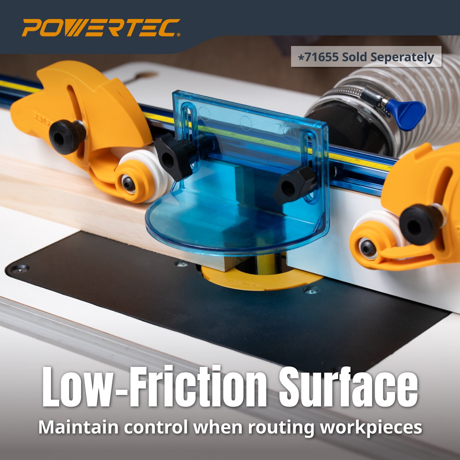 POWERTEC 24" x 32" Benchtop Router Table with Insert Plate – Laminated MDF Surface, Reducer Rings, Leveling Hardware & Starting Pin; Compatible with Bosch, DeWalt, Makita & More (71685)