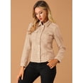 thumbnail image 3 of Chaqueta de gamuza sintética con botones a presión, bolsillos con solapa y cuello vuelto para mujer Albaricoque S, 3 of 6