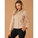 thumbnail image 3 of Chaqueta de gamuza sintética con botones a presión, bolsillos con solapa y cuello vuelto para mujer Albaricoque S, 3 of 6