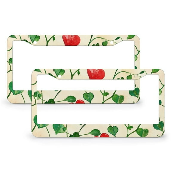 License Plate Frame Hearts And Flowers License Plate Cover License Plate Novelty License Plate Frame 2 Pcs Set Love Heart Valentines Decorations Metal License Plate Cover for Women Men