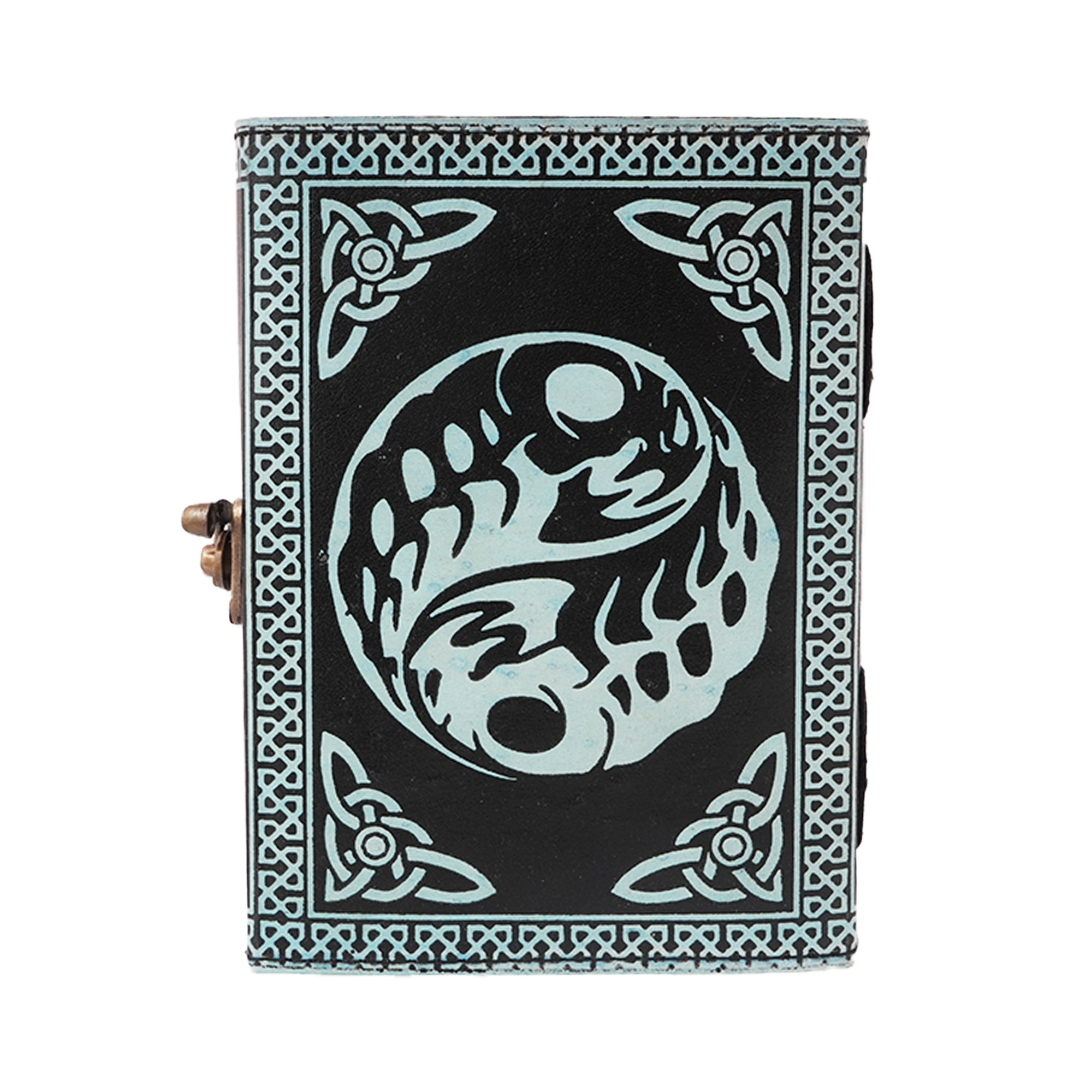 Two Tone Black & Blue Fairy Leather Embossed Journal – 5 x 7 Inch Vintage Notebook with Aged Handmade Linen Parchment Paper | Artisan Diary for Writing, Drawing, or Gifting